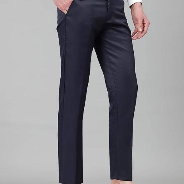 Men's Solid Ankle Length Flat Front Straight Slim Fit Casual Skinny Stretch Chinos Dress Business Pant