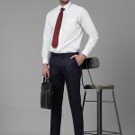 Men's Solid Ankle Length Flat Front Straight Slim Fit Casual Skinny Stretch Chinos Dress Business Pant