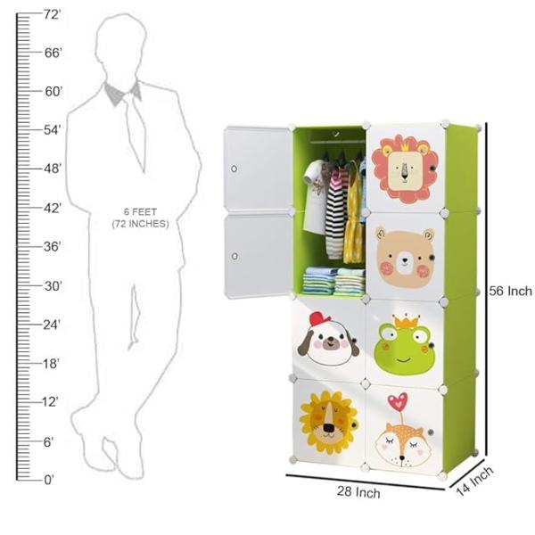 Sunderlook Plastic Wardrobe for Kids Clothes – Collapsible Wardrobe, Cupboard for Kids, Anti-Skid & Non-Slip Foldable Almirah