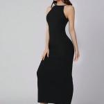 Solid Halter Neck Solid Bodycon Midi Dress for Women's & Girl's