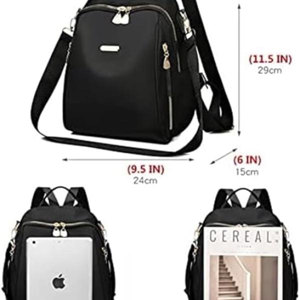 JAISOM 2 Compartments Women'S Small Shoulder Bag, Girls Mini Bag Water Resistant Anti-Theft Black College Backpack, 15 Litres