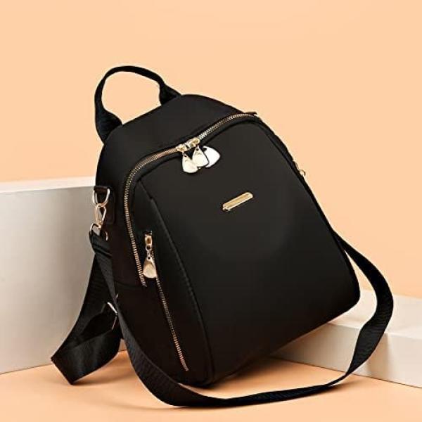 JAISOM 2 Compartments Women'S Small Shoulder Bag, Girls Mini Bag Water Resistant Anti-Theft Black College Backpack, 15 Litres