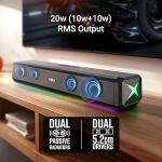 ZEBRONICS VITA BAR 150 Wireless Bluetooth Soundbar, 20W RMS, 2.0 Channel, Dual (52mm Driver & Passive Radiator)