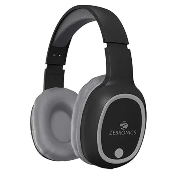 ZEBRONICS THUNDER Bluetooth 5.3 Wireless Headphones with 60H Backup, Gaming Mode